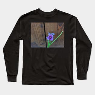 Purple Flower on Fence 1 Long Sleeve T-Shirt